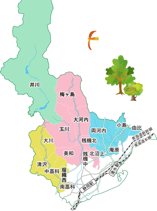 オクシズにある地域の地図