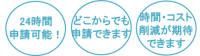 24時間申請可能。どこからでも申請できます。時間・コスト削減が期待できます。