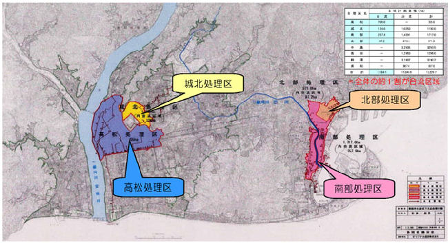 合流式下水道で整備されている区域図