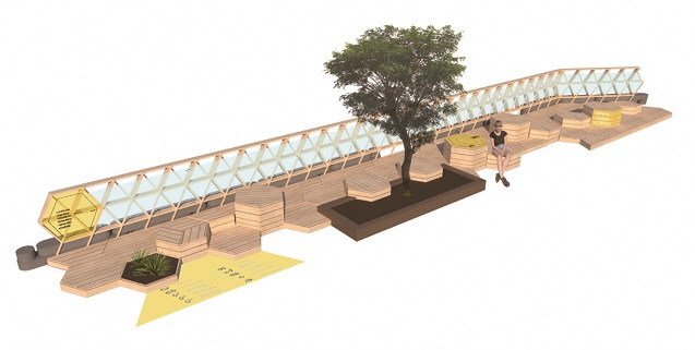 正六角形で構成された空間イメージ