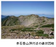 赤石岳山頂付近の線状凹地の写真