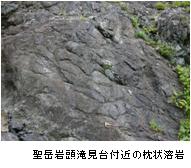聖岳岩頭竜見台付近の枕状溶岩の写真