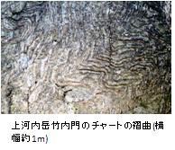 上河内岳竹内門のチャートの褶曲写真