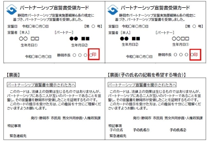 パートナーシップ宣誓書受領カード