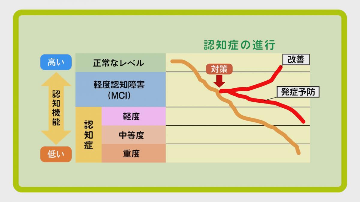 認知症の進行に対する対策のイメージ図