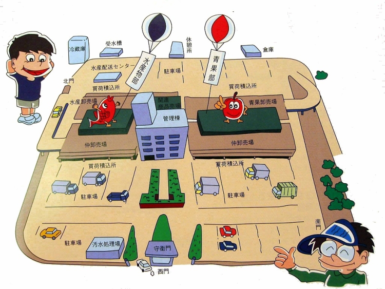 静岡市中央卸売市場の全体配置図