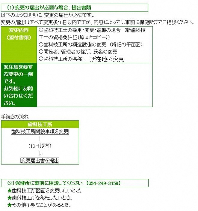 歯科技工所の変更