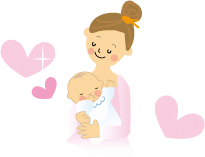 赤ちゃんを抱くママのイラスト
