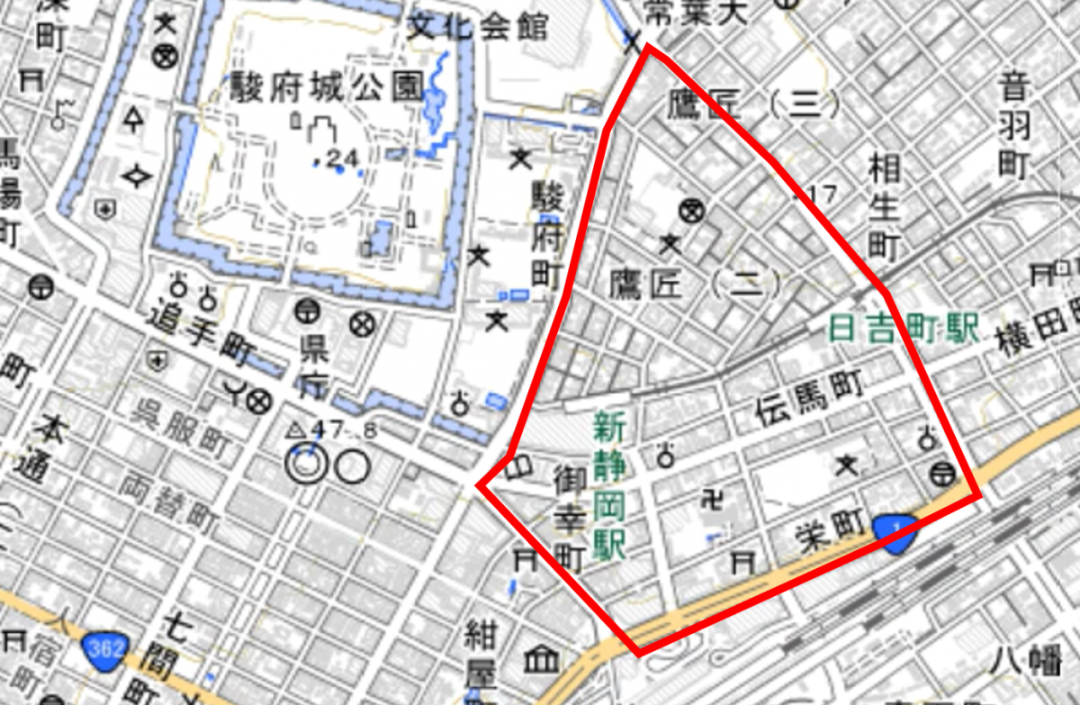 御伝鷹地区周辺の位置図