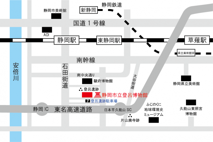 登呂博物館駐車場地図
