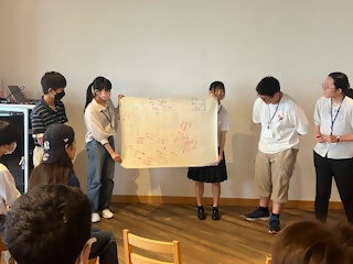 高校生がテーマを発表している様子の写真
