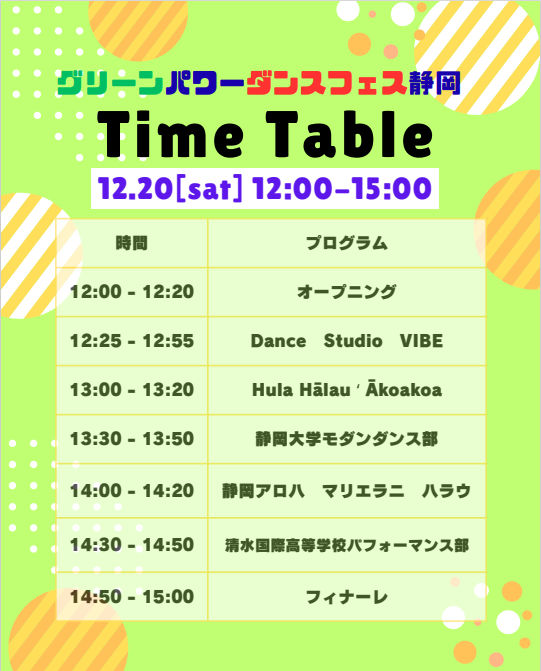 当日タイムテーブル