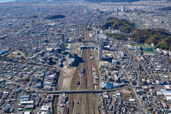 東静岡駅上空写真
