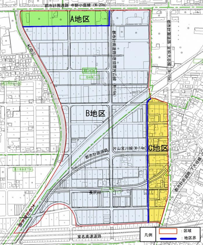 恩田原・片山地区広告景観協定地区の区域