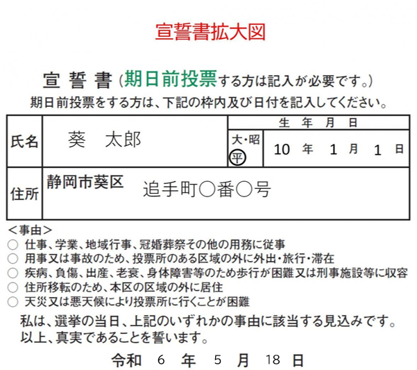 宣誓書記載例