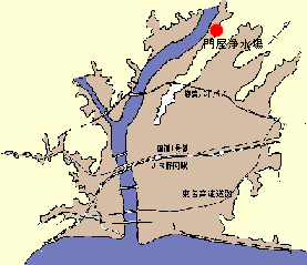 門屋浄水場位置図